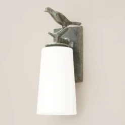 Plume Applique D'extérieur Oiseau En Bronze Vert-de-gris