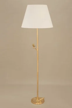 Plume Lampadaire Oiseaux Finition Or