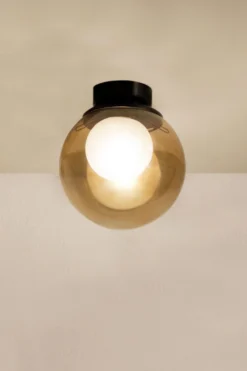 Pop Plafonnier Boule De Verre Ambré