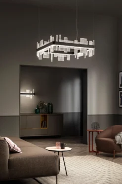 Ribbon Suspension Carrée Avec Plaques De Verre 80cm