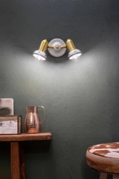 Savona Applique Spot 2 Lumières En Laiton Et Céramique