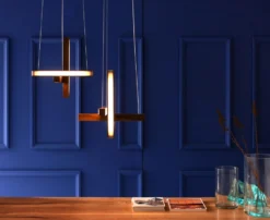 LED40 Suspension Scandinave En Croix En Bois De Noyer -Magasin D'Éclairage Domestique scandinave bois led minimaliste 22120011 1R