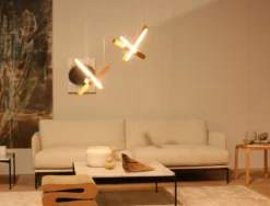 LED40 Suspension Scandinave En Croix En Bois De Noyer -Magasin D'Éclairage Domestique scandinave bois led minimaliste 22120011 3R