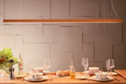 Led40 Suspension Linéaire En Chêne 160cm -Magasin D'Éclairage Domestique scandinave bois led minimaliste 22120014 1R