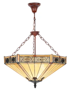 Suspension à Chaine Art Déco Jaune Pâle