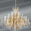 Très Grand Lustre Doré Louis XV Cristal De Bohème Bronze