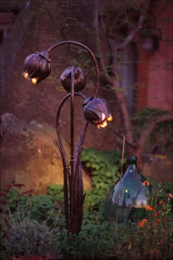 Triple Flower-lampe En Fer Forgé